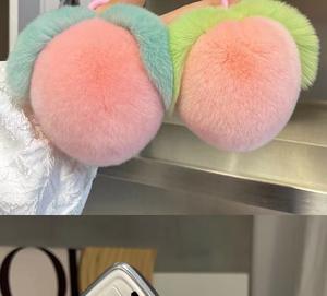 Factory لطيف فو ريكس أرنب قلادة الشعر الوردي الخوخ أفخم قلادة حقيبة المفاتيح - Product Image 3