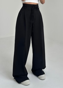 <span class=keywords><strong>Pantaloni</strong></span> lunghi moda Y2k a gamba larga da <span class=keywords><strong>donna</strong></span> eleganti elasticizzati a vita alta a doppia coulisse <span class=keywords><strong>pantaloni</strong></span> <span class=keywords><strong>larghi</strong></span> da ufficio - Product Image 2