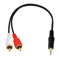 Kabel Audio Casing Adaptor Komputer Inti Tembaga Berlapis Emas 3.5Mm Kabel Stereo Tiga Tiang Pria Ke Wanita 2RCA