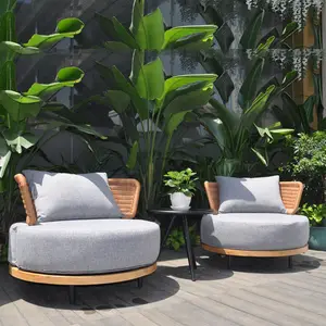 आधुनिक अवकाश पिछवाड़े आउटडोर फर्नीचर दौर सिंथेटिक रतन आँगन बगीचे की मेज कुर्सियों रस्सी सोफा सेट