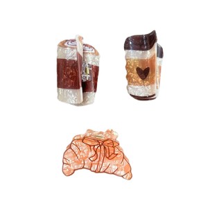 Pinza para el pelo de acetato con diseño de taza de café estilo retro de dibujos animados, creativa y personalizable, con forma de croissant - Product Image 6