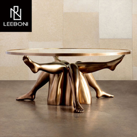 Nouveaux tables basses en verre d'art meubles de salon table basse dorée en verre nordique unique pour hôtel