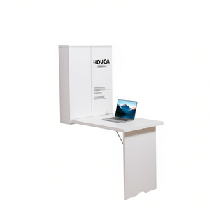 HOUCA Scrivania da Parete con Armadietto in MDF Bianco, Arredamento per Ufficio Domestico - Product Image 1