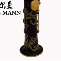Ehrman Earl Mann Black Paint Gold Lacquer Brass BB Tone Soprano Saxophone Drop B