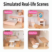Rumah Boneka Kayu Mini MDF Kayu Solid Mainan Peran Anak-anak Model Rumah Boneka Mini Hadiah untuk Anak Perempuan Balita Set Permainan Peran