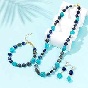 Ensemble de bijoux de mariée bohème vintage en turquoise, colliers et boucles d'oreilles pour filles et femmes - Product Image 3