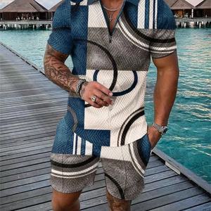 Conjunto Deportivo Personalizado OEM, Polo con Cierre, Top y Pantalones Cortos, Traje Deportivo de 2 Piezas para Hombre, Conjunto Deportivo Informal para Playa - Product Image 6