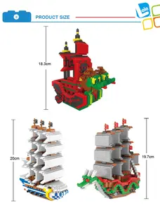 Kustom 3D Puzzle Pixel Naga Perahu ABS Nano Blok Anak Kapal Bangunan Bata Mainan