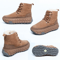Bottes d'hiver en daim marron pour femmes, plateforme, doublure en peluche chaude, légères, à lacets, bottes de neige