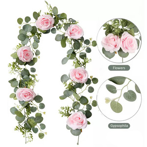 Guirnaldas de Rosas Artificiales de Seda Rosa Claro de 100cm y 200cm, Decoración Colgante para Bodas, Guirnaldas Florales para Interiores - Product Image 5