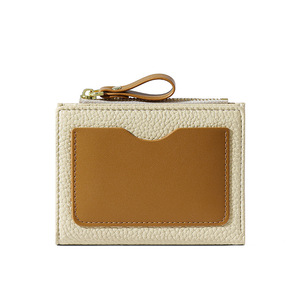 Cartera Pequeña de Cuero Granulado con Bloques de Color Vintage, Monedero Corto Minimalista para Mujer, Tarjetero, Venta al por Mayor - Product Image 4