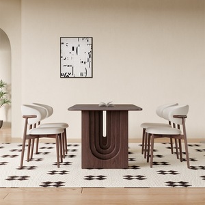 <span class=keywords><strong>Table</strong></span> à manger <span class=keywords><strong>extensible</strong></span> de style farmhouse moderne en <span class=keywords><strong>bois</strong></span> de 47 pouces pour 6 personnes, <span class=keywords><strong>design</strong></span> rectangulaire, grand plateau de <span class=keywords><strong>table</strong></span>, ensemble de salle à manger 5 pièces, maison - Product Image 1