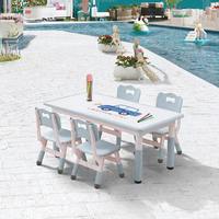 Ensemble table et chaises d'école modernes et écologiques pour enfants, chaises réglables en hauteur, pieds antidérapants, durables, montage facile, Max.