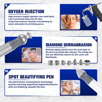 Appareil de microdermabrasion 10 en 1, jet d'oxygène, peeling à l'oxygène, machine de soin du visage hydro, dermabrasion au diamant, nettoyant pour le visage, usage domestique