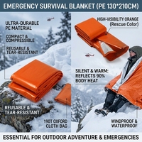 Couverture Thermique Réutilisable en Film PE OEM 130*210CM, Couverture de Premiers Secours d'Urgence avec Sac de Transport Portable