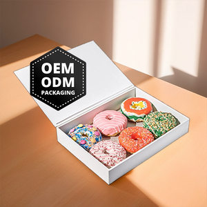 กล่องโดนัทที่ทนทานและเป็นมิตรกับสิ่งแวดล้อมพิมพ์แบบกำหนดเองสำหรับการสร้างแบรนด์เบเกอรี่และความปลอดภัยของอาหาร - Product Image 1