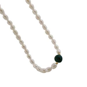 Trendy doğal tatlı su incisi Hetian yeşim Jasper boncuk ile hediye için bir Link zinciri üzerinde yüksek kaliteli kadın moda kolye - Product Image 4