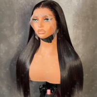 13x6 wig rambut Vietnam mentah lurus wig depan renda transparan Full HD tanpa lem wig rambut India Remy lurus tulang