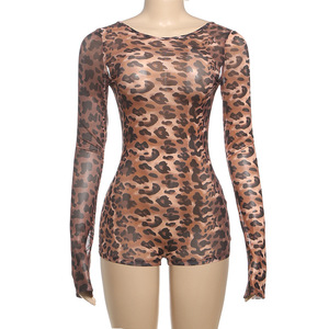 Nuova Moda Estiva: <span class=keywords><strong>Body</strong></span> Corto Trasparente in Rete a <span class=keywords><strong>Maniche</strong></span> <span class=keywords><strong>Lunghe</strong></span> con Collo Tondo, Tuta Sexy Intera per Donna - Product Image 6