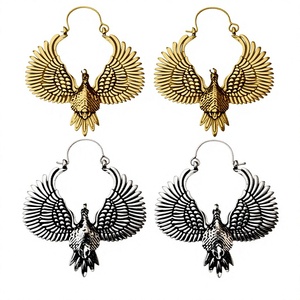 Eagle Handmade Design <b>Earring</b> With Beautiful Natural Polishing Plain Brass and <b>Silver</b> Bird Hoop <b>Earring</b> - Product Image 1