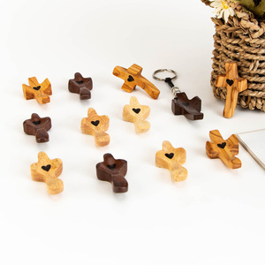 Croix en bois à main en <span class=keywords><strong>noyer</strong></span> pour soulager le stress, idéale pour l'artisanat – Cadeau spirituel anti-stress très prisé - Product Image 3