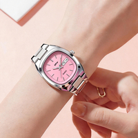 Montre-Bracelet de Luxe en Acier Inoxydable Massif Rose Personnalisée avec Calendrier et Logo pour Femme