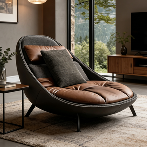 Poltrona Moderna di Lusso in <span class=keywords><strong>Pelle</strong></span>, Ergonomica Girevole, Comoda Poltrona Imbottita per Soggiorno, Seduta Divano - Product Image 1