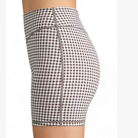 Shorts de sport taille haute élastiques à carreaux, compression, séchage rapide, respirants, pour femme, idéal pour le yoga et les activités sportives