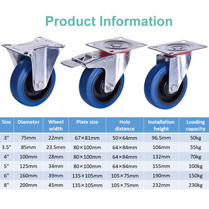 Gummi-Lenkrolle mit Bremse 75/85/125/160/200mm, Industriell, Schwenkbar, Schwerlast, Belastung 230kg, Wagen-Gummirolle - Product Image 3