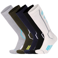 Chaussettes de ski d'hiver tricotées sur mesure, épaisses, thermiques, avec bordure en tissu bouclette, logo ODM, pour adultes, hauteur genou, écologiques, respirantes