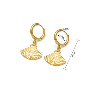 ต่างหู hoogie สีทอง316L ต่างหูสแตนเลสแบบใส่ใบแปะก๊วยชุบทอง18K รูปทรงเรขาคณิตสีสันสดใสขายส่ง - Product Image 2