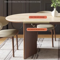 Ensemble table et chaises de salle à manger en bois massif moderne, 4 places, style crème, ovale, pour petite maison et usage hôtelier