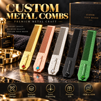 Peigne à cheveux personnalisé avec logo, boutique de beauté, cadeau de mariage, peigne à dents fines, couleur or, vert, rose, argent, peigne décoratif professionnel en métal