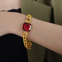 Collier géométrique à maillons cubains en acier inoxydable plaqué or de luxe léger et coloré