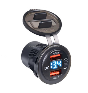 12V 24V 36W Dual Port QC3.0 Car Boat Marine ON OFF Switch <b>USB</b> Charger <b>Socket</b> <b>with</b> Voltmeter - Product Image 1