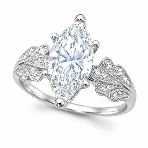 Anello con Foglia Floreale in Zircone Marquise per Donne, Elegante Gioiello da Dito alla Moda - Product Image 1