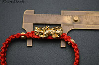 Bracelet chinois en cordon rouge avec nœud, bracelet porte-bonheur Pixu avec breloques plaquées or