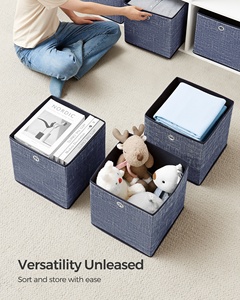 Lot de 6 bacs de <span class=keywords><strong>rangement</strong></span> pliables en tissu, capacités de 20 à 35 L, empilables et durables pour vêtements et jouets - Product Image 4