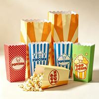 Sac en papier pour pop-corn imprimé sur mesure, à bord festonné, de qualité alimentaire, jetable, coloré, pour cinéma, fête, collation