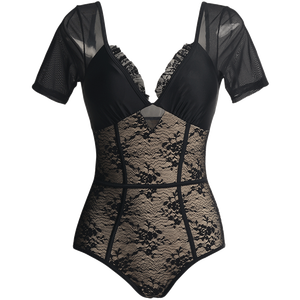 All'ingrosso costumi da <span class=keywords><strong>bagno</strong></span> Sexy manica <span class=keywords><strong>mezza</strong></span> manica 1 pezzo costume da <span class=keywords><strong>bagno</strong></span> da donna con scollo a V - Product Image 1