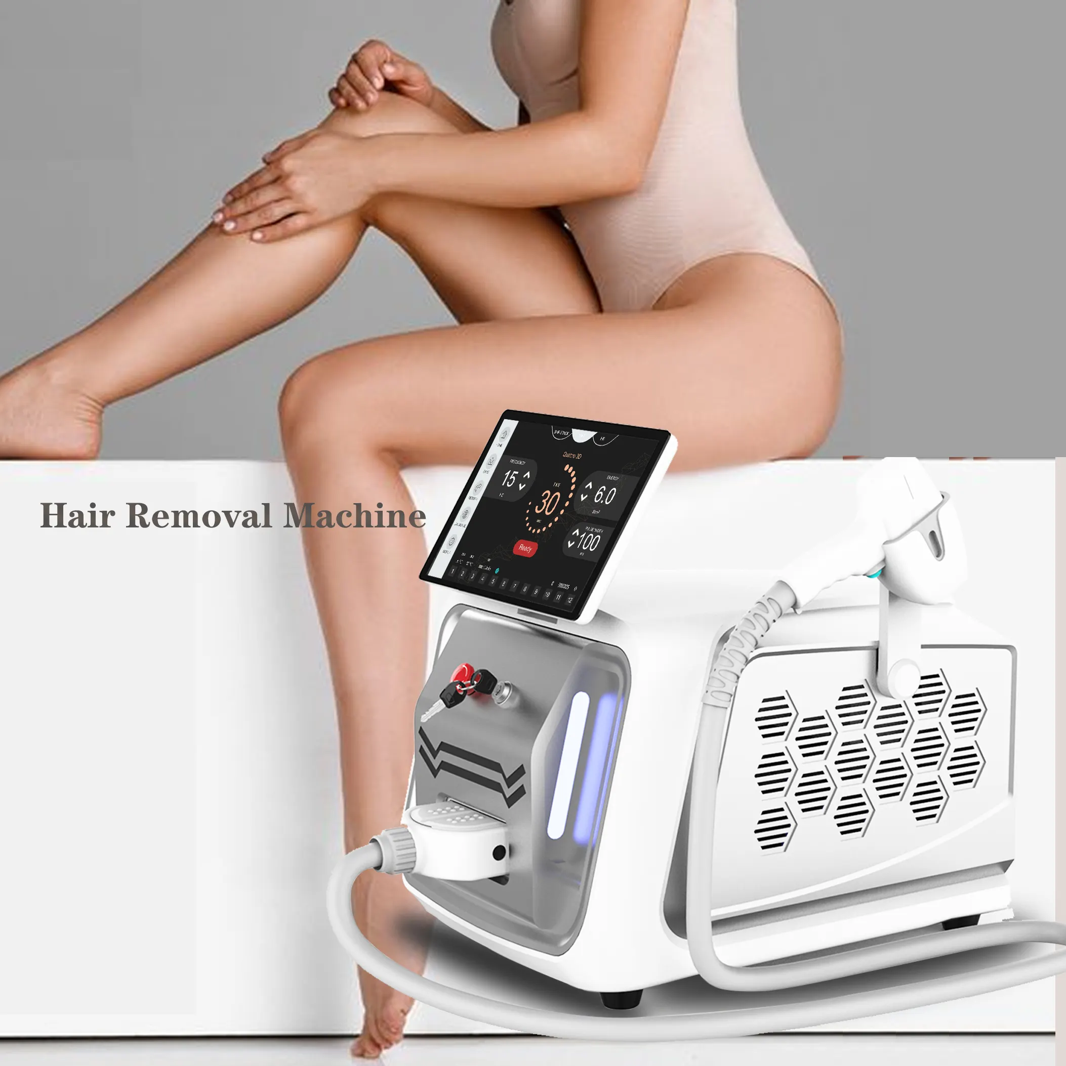 Three wave 755 808 1064 nm diode laser hair permanent for face and body 2400w laser diode titanium laser hair removal machine