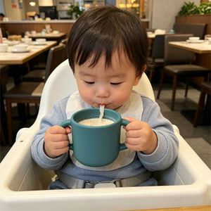 Custom Silicone Water <b>Cup</b> No <b>Lid</b> Infant <b>With</b> Handle Compact Minimalist Water <b>Cup</b> for Home Use - Product Image 5