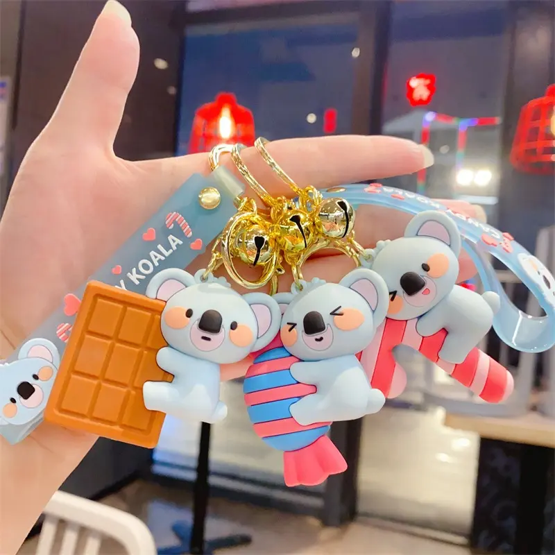 Kreative Mädchen Geschenke 3d Cartoon Kawaii PVC Gummi Süßigkeiten Koala Schlüssel bund