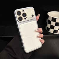 Étui magnétique pour iPhone 18 Pro Max 17 16 15 14 13 12 avec grande fenêtre de visualisation et motif litchi, protection d'objectif