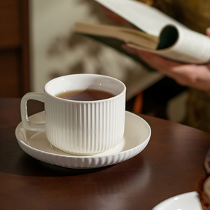 Ensemble de tasses et soucoupes à café en céramique blanche écologique, style italien et nordique, en porcelaine, pour <span class=keywords><strong>latte</strong></span>, thé, lait, idéal pour le bureau et l'hôtel - Product Image 5