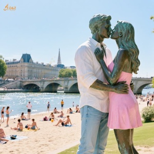 Personalizada romántica decoración de jardín moderno grande de bronce fundición besos hombres y mujeres escultura tamaño real besos pareja estatua de bronce - Product Image 1