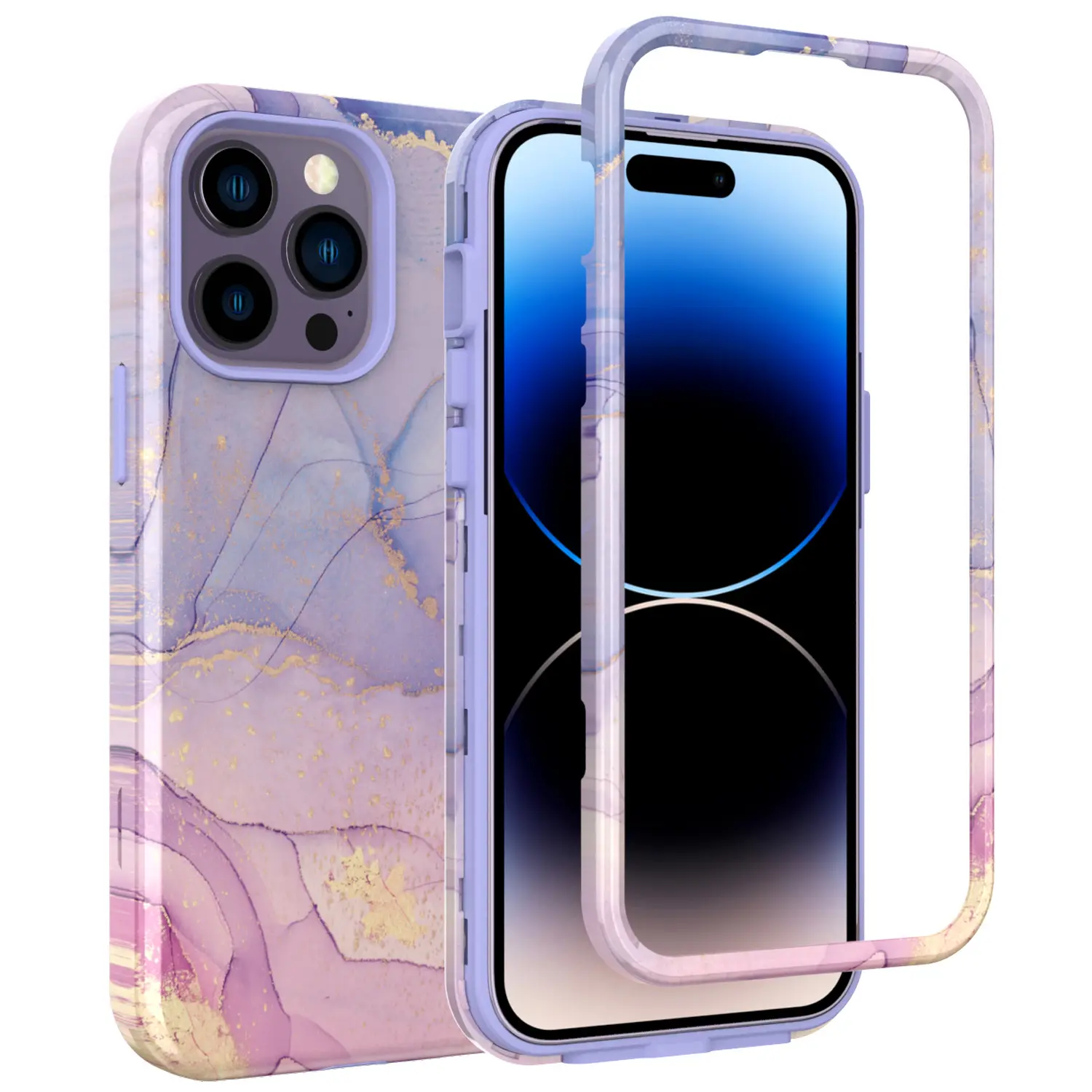 European And American Style Glossy Oil And Water Stickers With Floral Marble phone case Suitable For IPhone 16