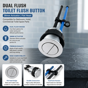Botón de descarga de inodoro de doble flujo con cabezal plano, actuador de 38 mm de plástico ABS, compatible con cisterna oculta, diseño moderno para baño y hotel - Product Image 2