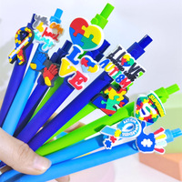 Nouvelle édition – Série de stylos multicolores à thème sensibilisation à l'autisme, avec patch en PVC souple, stylo créatif pour promotion