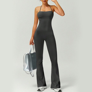 Hot Selling Women's Peach Butt Sports Jumpsuit with Halter Quick Dry Beauty Back Tight Sleeveless <strong>Yoga</strong> <strong>Bodysuit</strong> for Fitness - Product Image 2